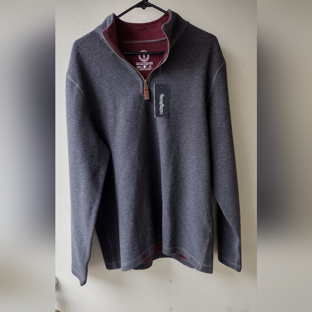 One Day Away Men's 1/4 Quarter Zip Pullover Jacket Dark Gray Size L NWT
